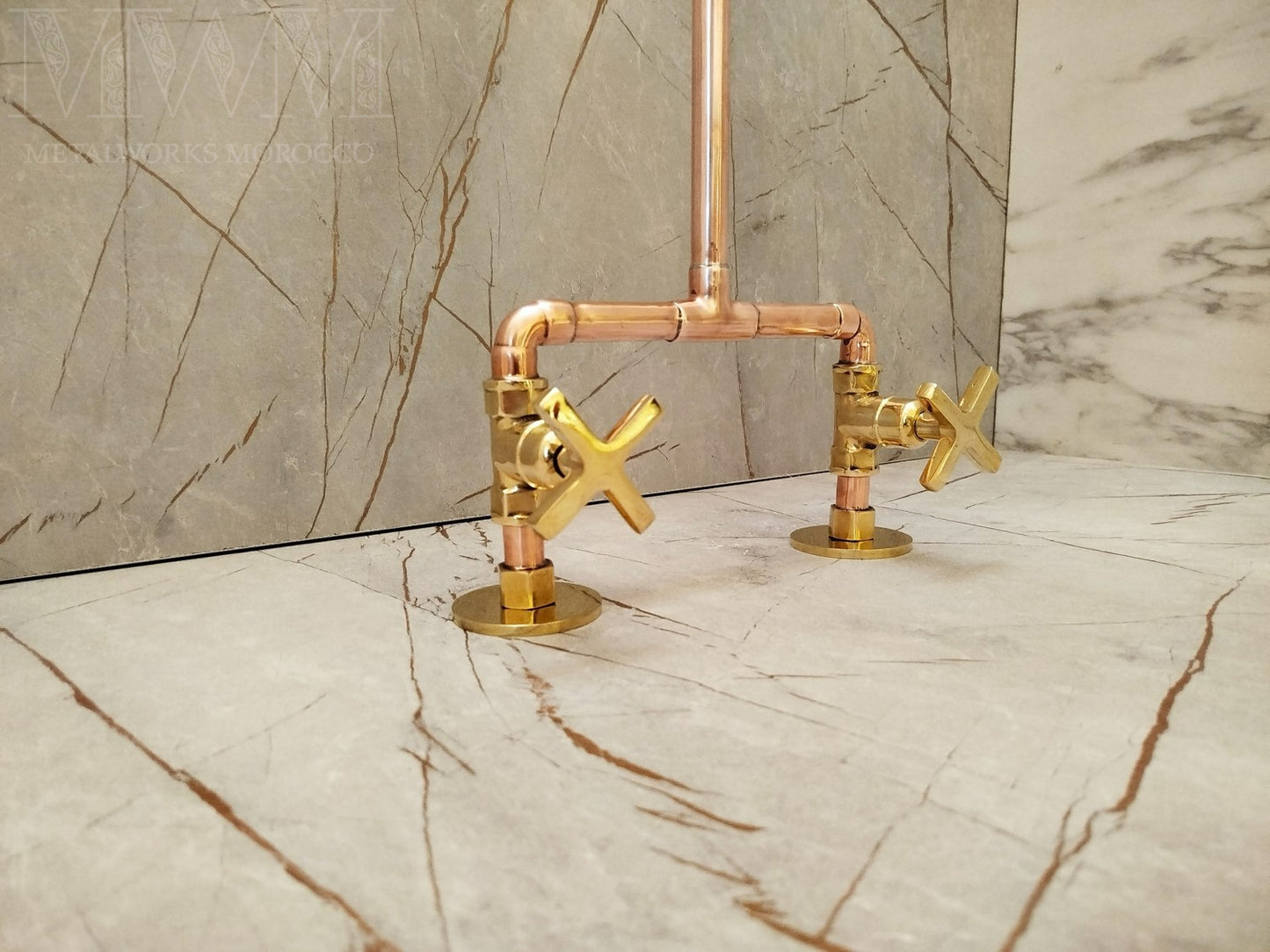 Industrial Kitchen & Bathroom Copper Bridge Faucet Rustic