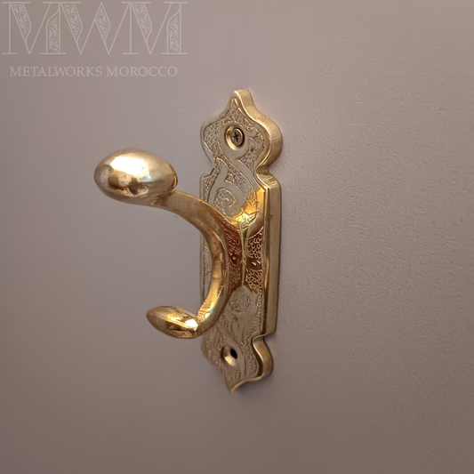 Etched Solid Brass Coat Hooks Heavy Duty - Set Of 2pcs