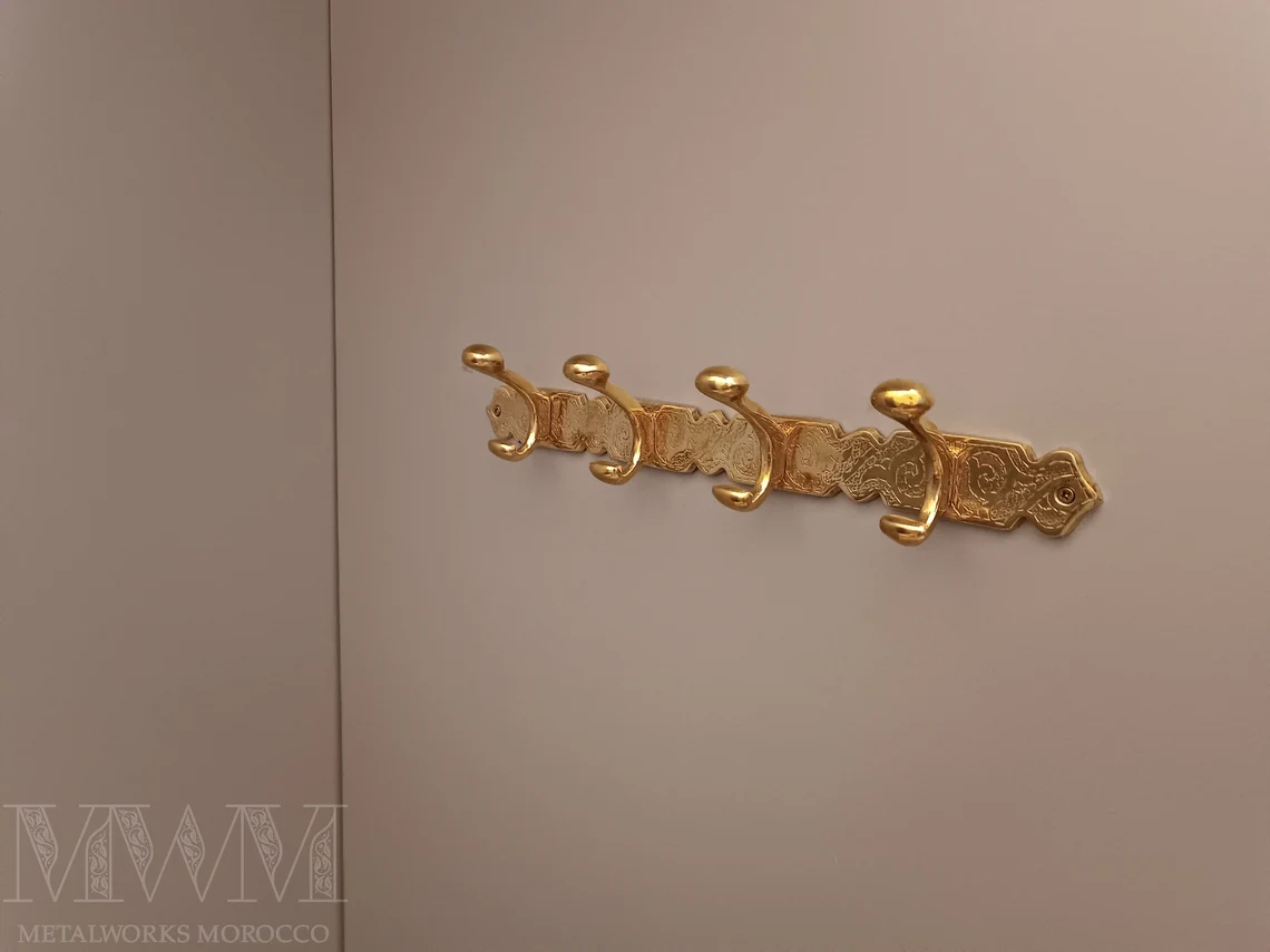 Brass Coat Rack Wall Mount - Engraved Towel Hooks Bathroom - Coat Hooks Wall Mount - Coat Hanger Wall Mount