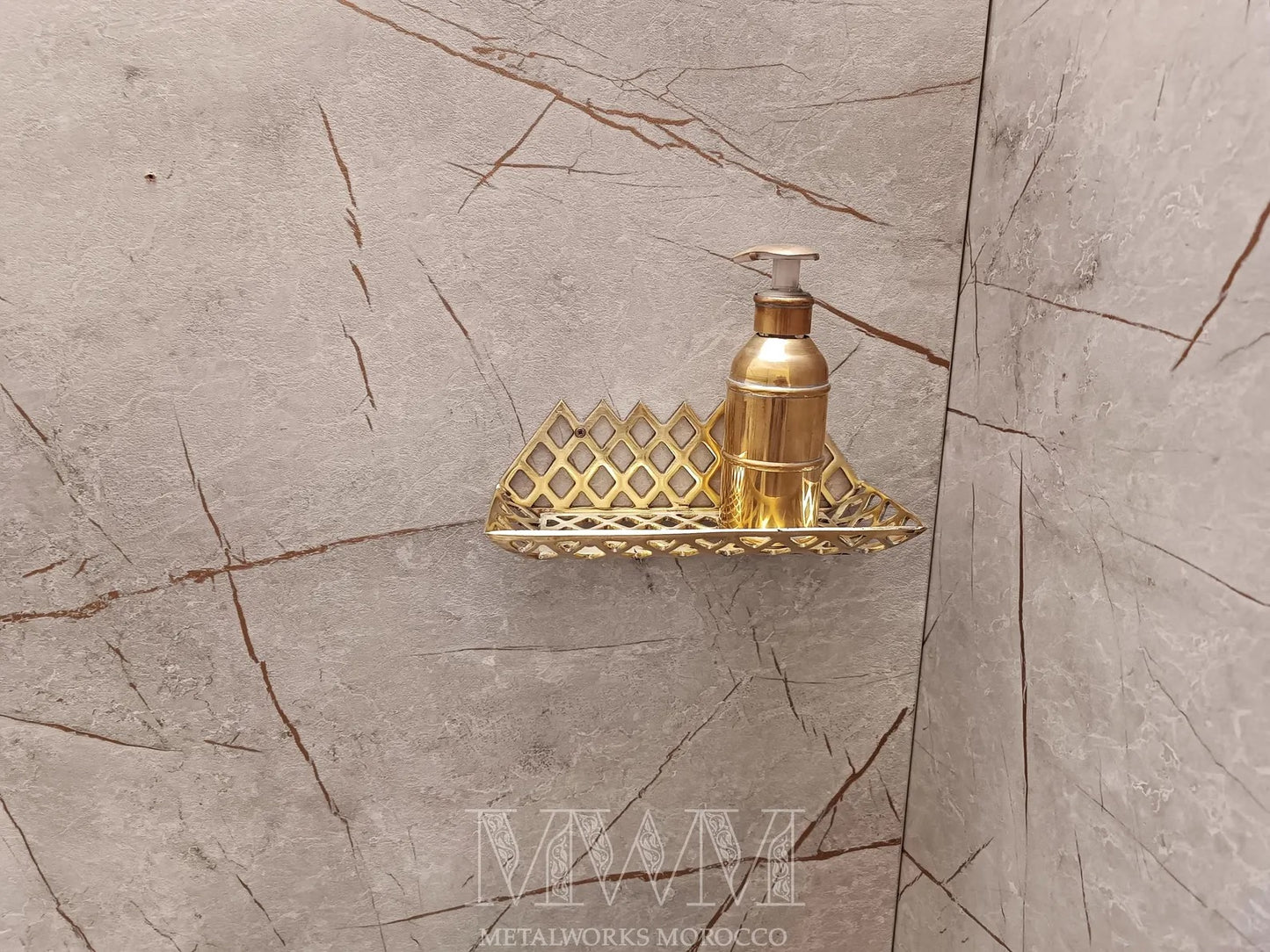 Brushed Brass Shower Caddy Wall-Mounted - Handmade Basket