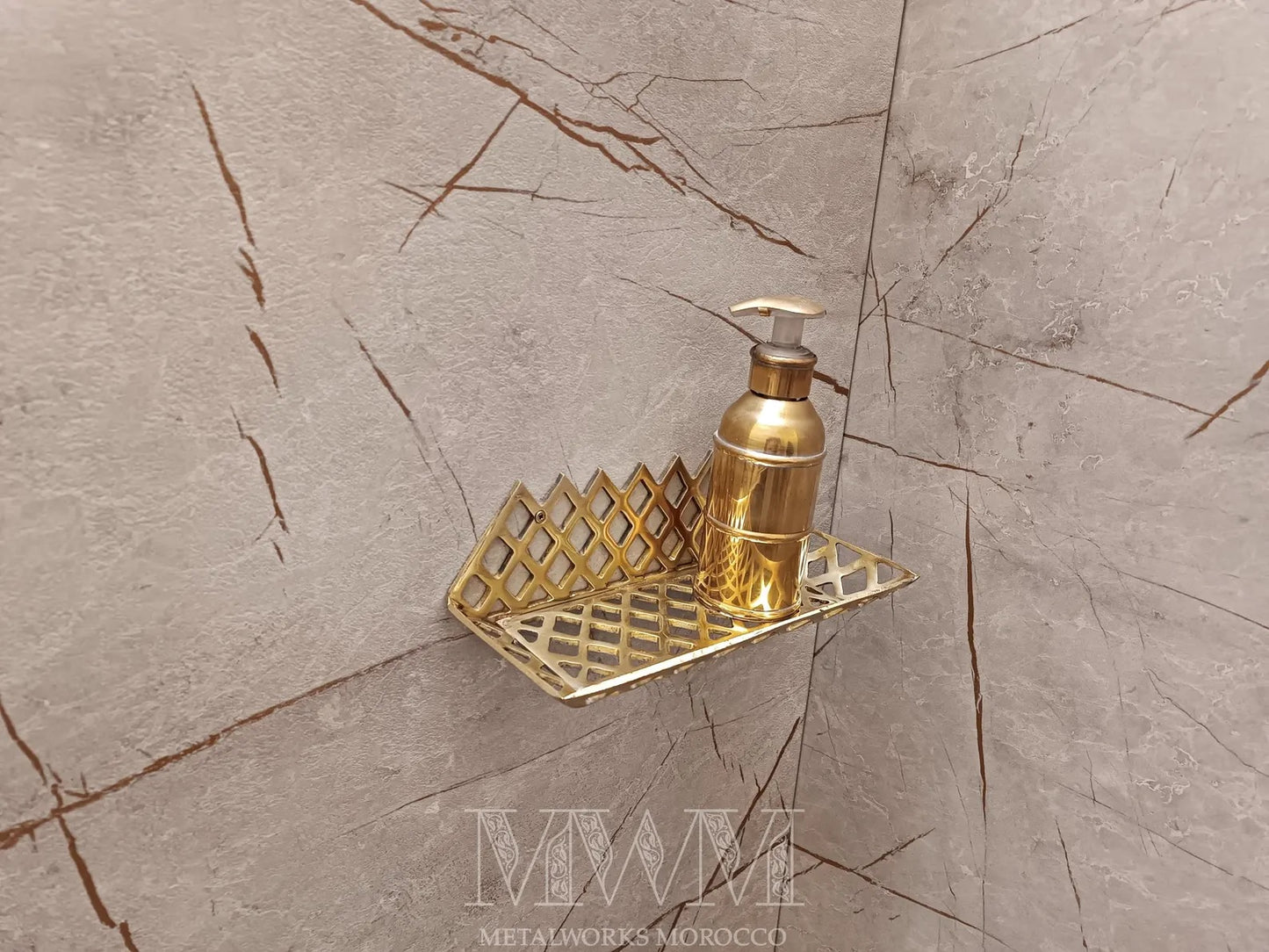 Brushed Brass Shower Caddy Wall-Mounted - Handmade Basket