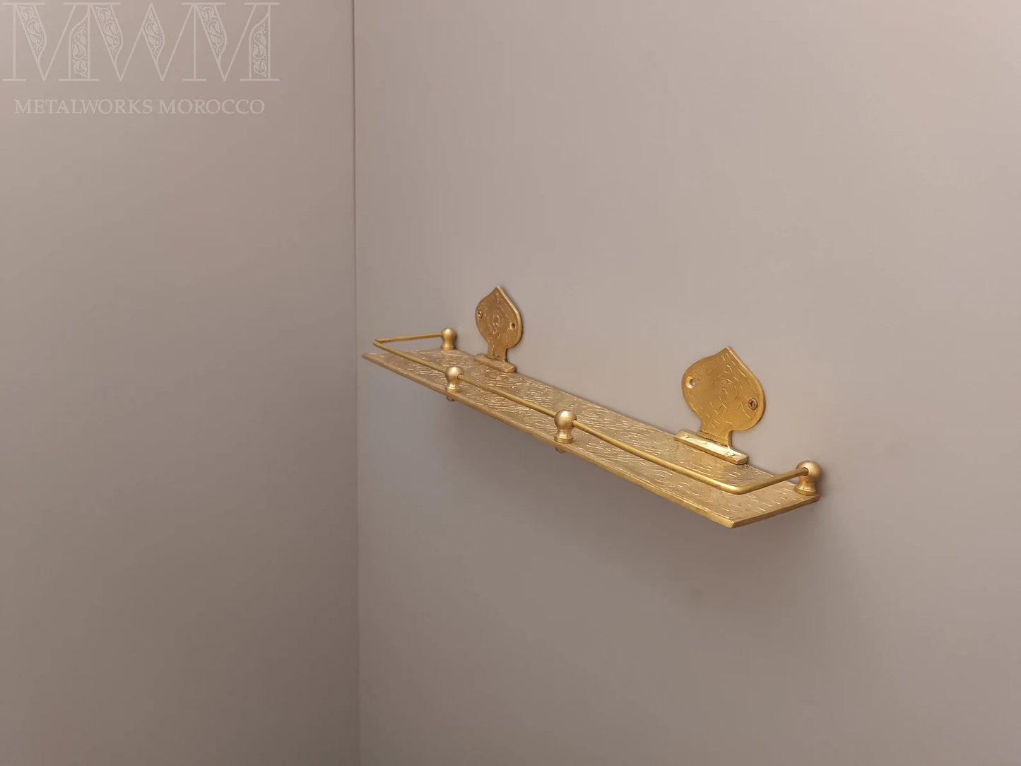 Handmade Brushed Brass Wall-Mounted Shelf