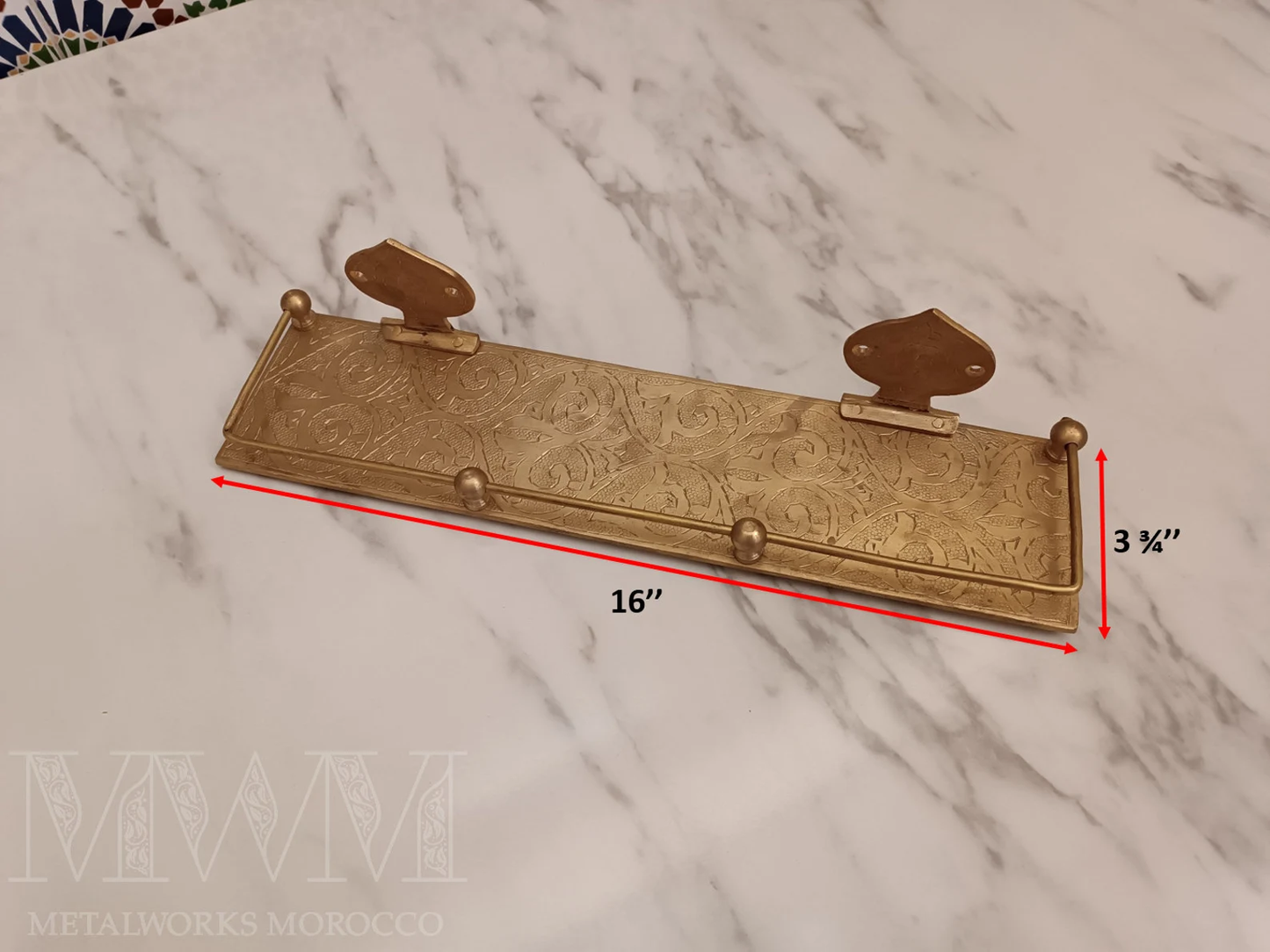 Handmade Brushed Brass Wall-Mounted Shelf