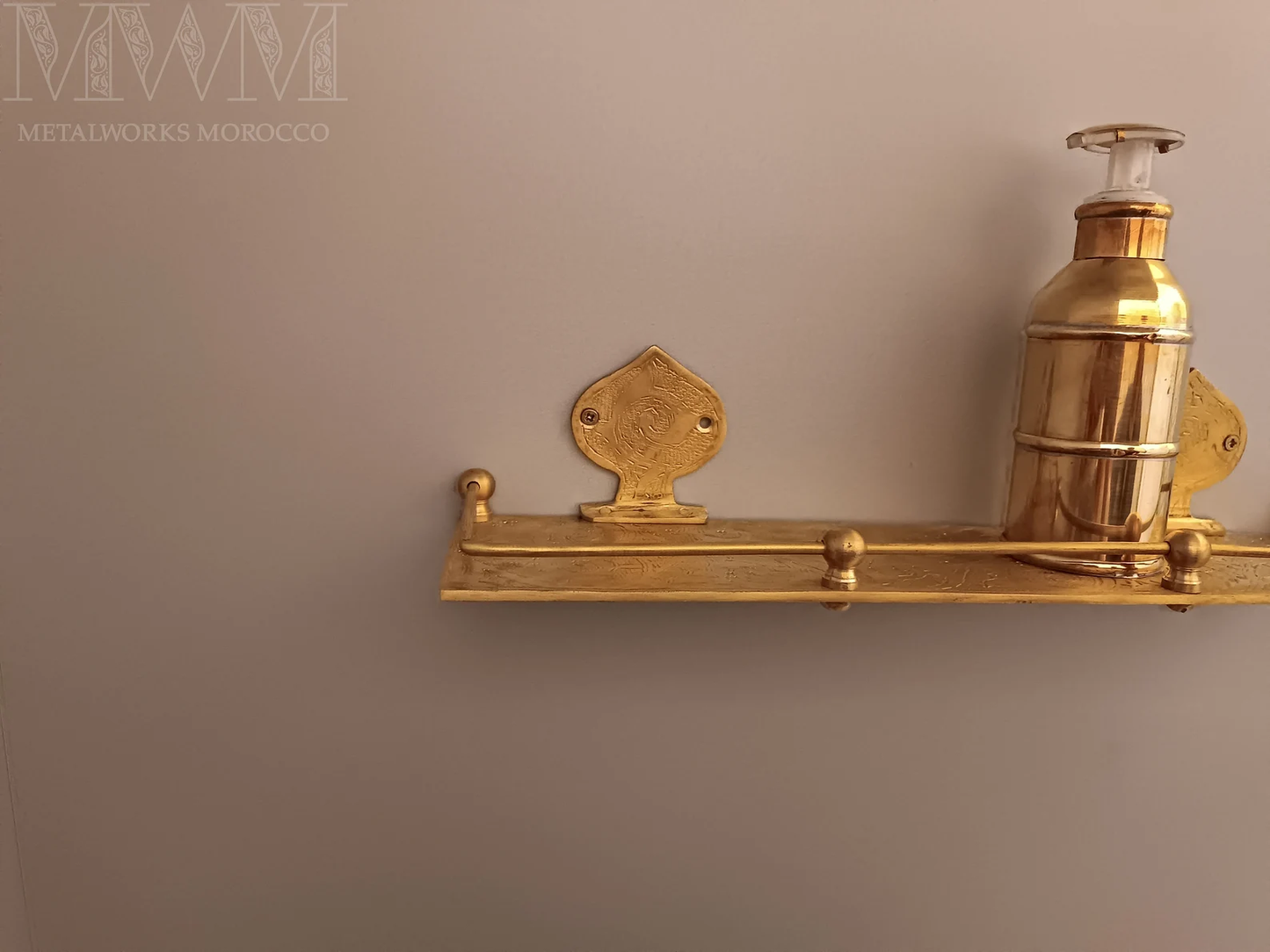 Handmade Brushed Brass Wall-Mounted Shelf