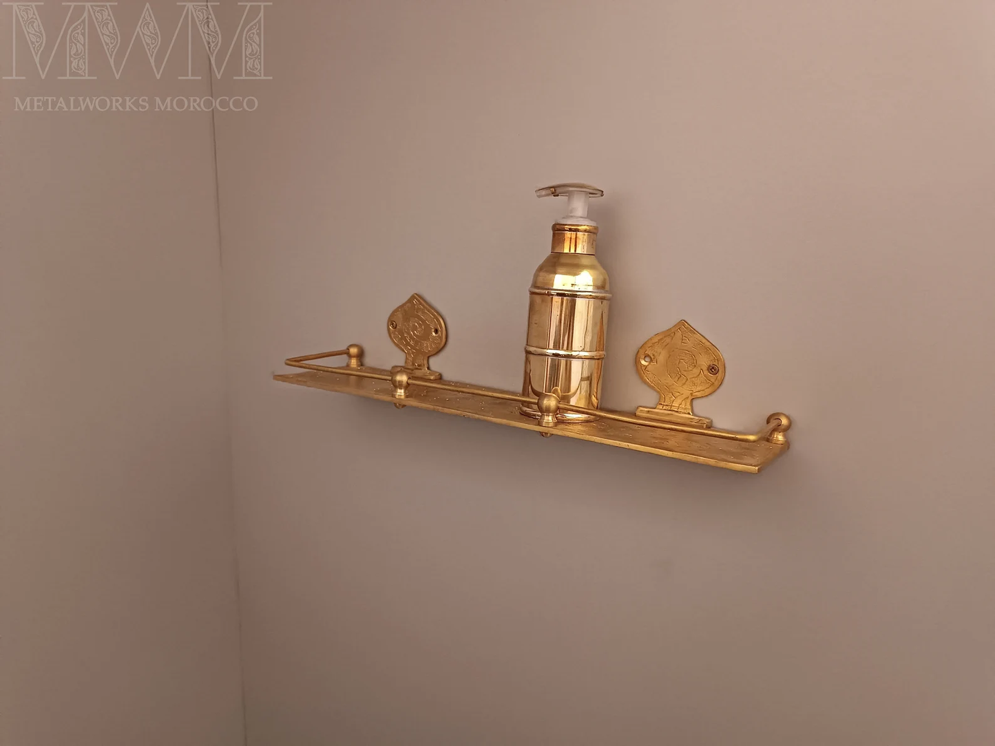 Handmade Brushed Brass Wall-Mounted Shelf