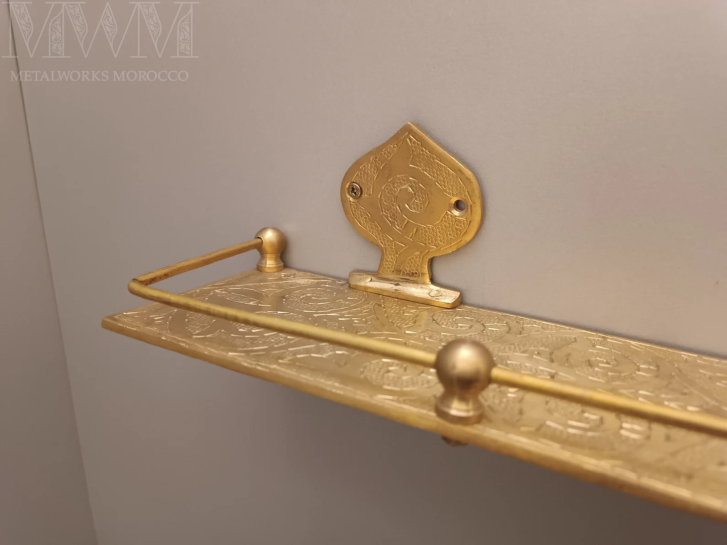 Handmade Brushed Brass Wall-Mounted Shelf