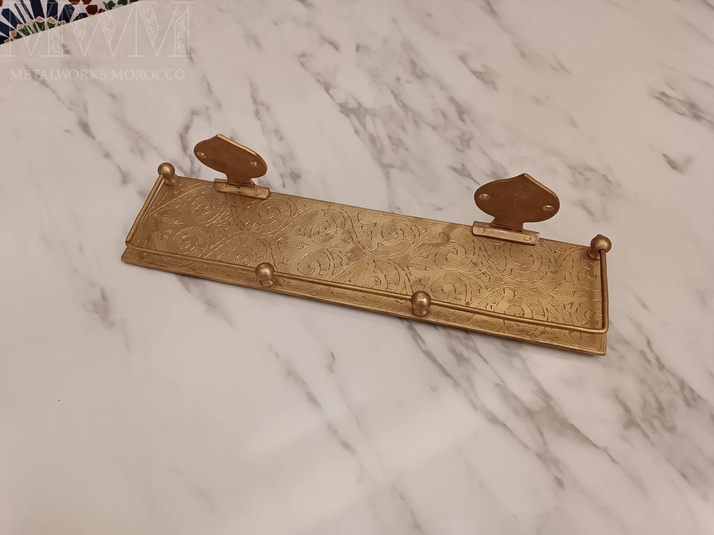 Handmade Brushed Brass Wall-Mounted Shelf