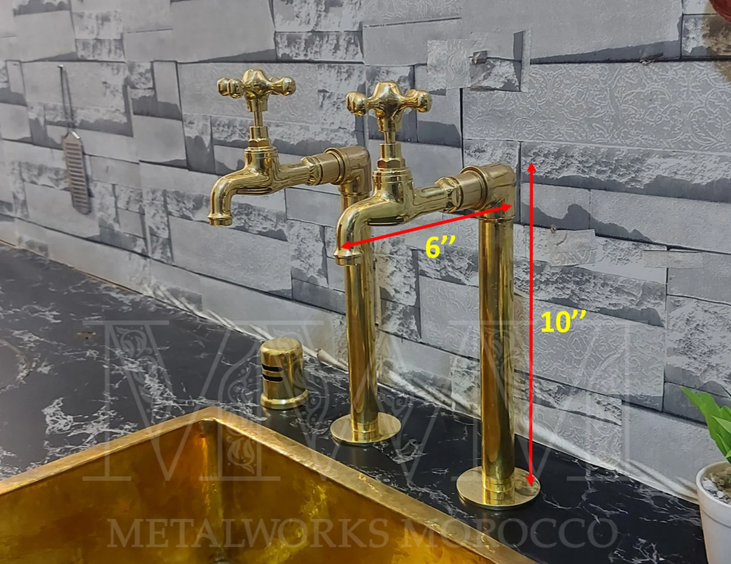 Deck-Mounted Brass Pillar Taps For Kitchen