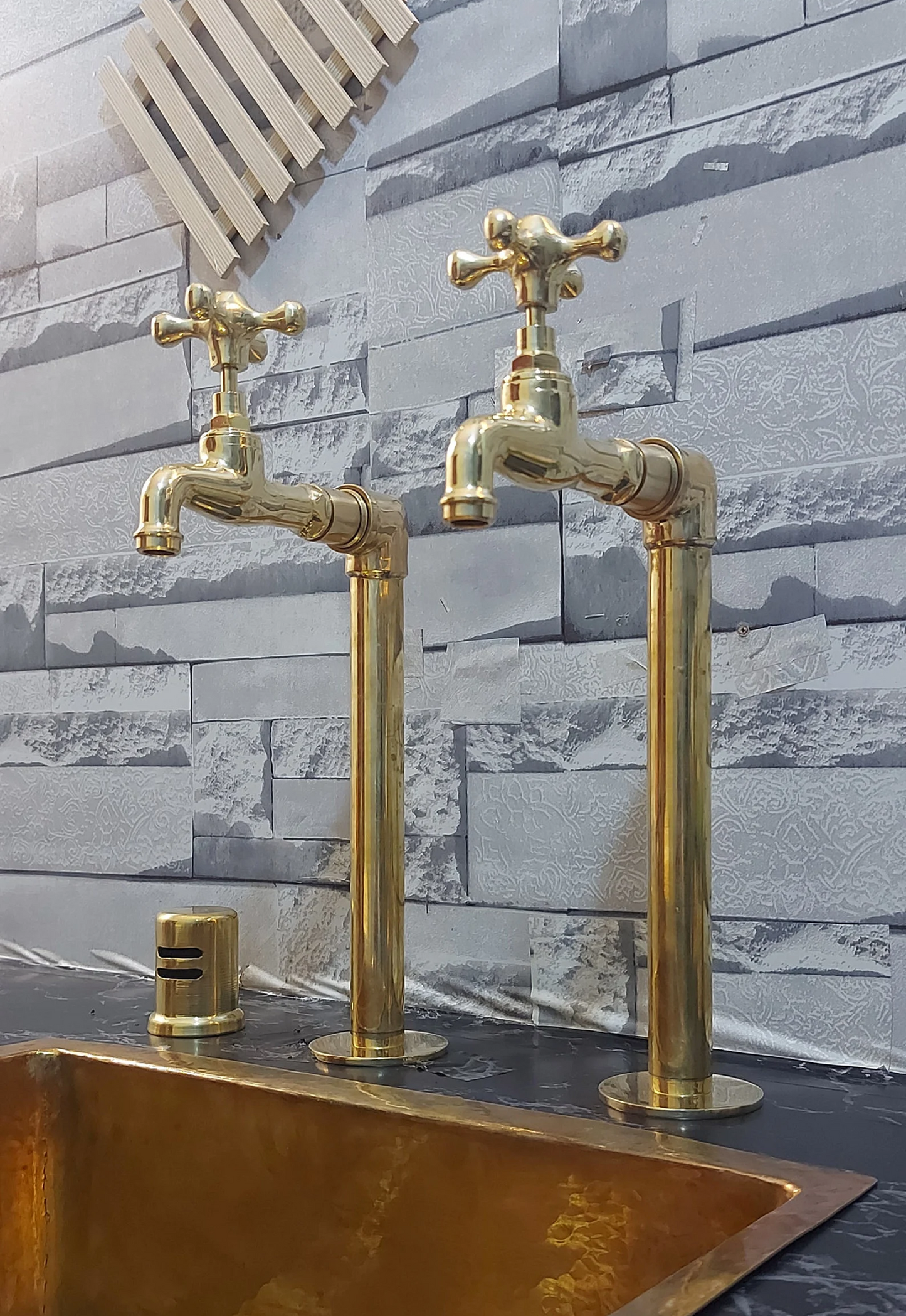 Deck-Mounted Brass Pillar Taps For Kitchen