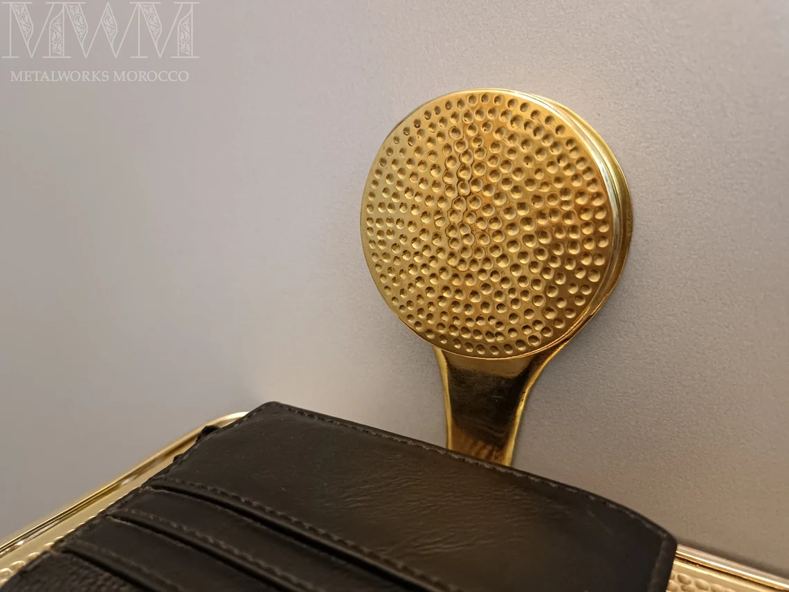 Hammered Brass Loo Roll Holder With Shelf