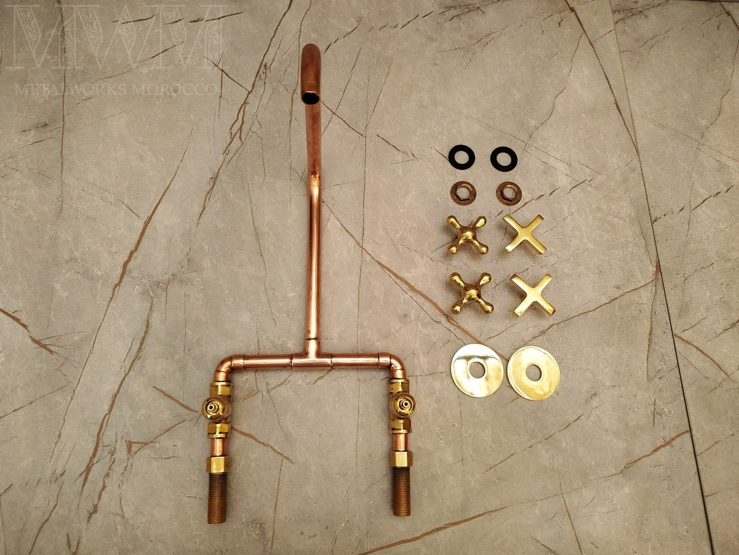Industrial Kitchen & Bathroom Copper Bridge Faucet Rustic