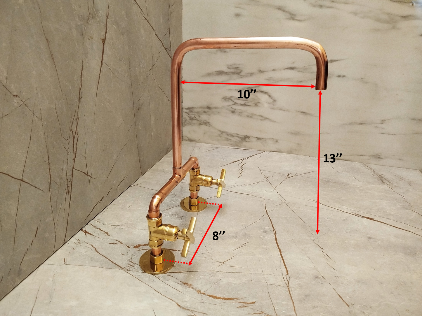 Industrial Kitchen & Bathroom Copper Bridge Faucet Rustic