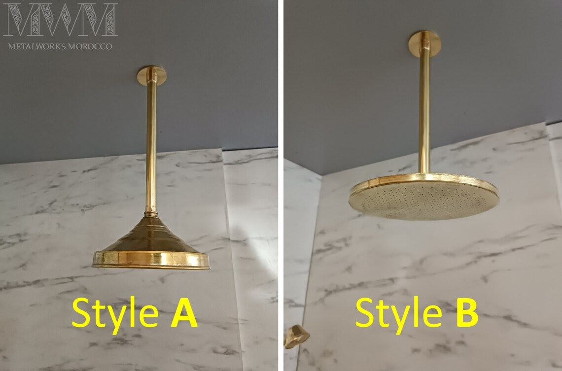 Polished Brass Shower System - Wall Mounted And Ceiling Rain Shower Head