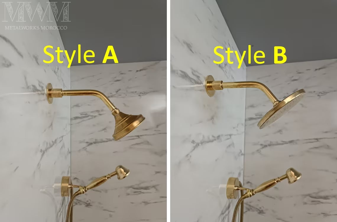 Polished Brass Shower System - Wall Mounted And Ceiling Rain Shower Head