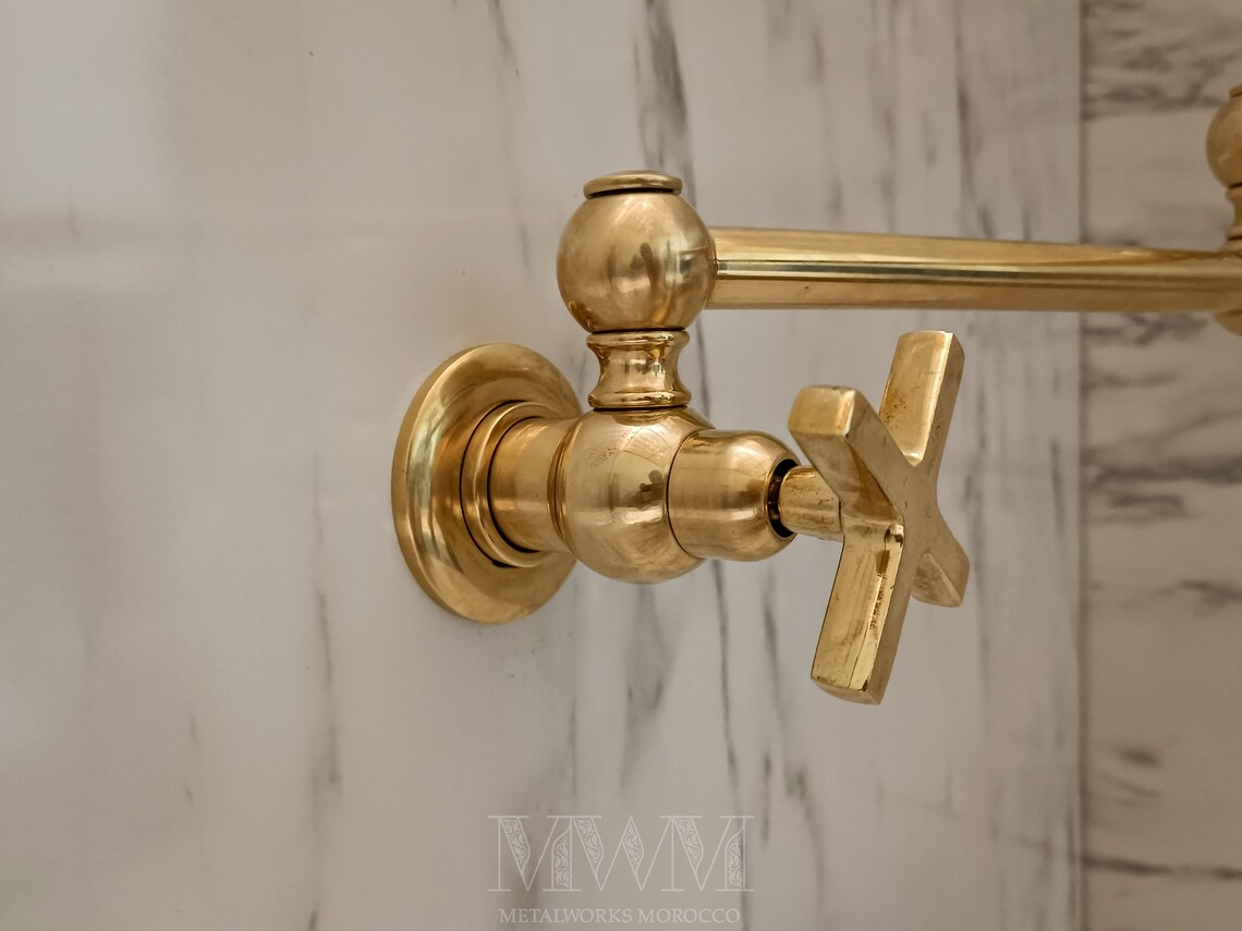 Polished Unlacquered Brass Pot Filler Tap