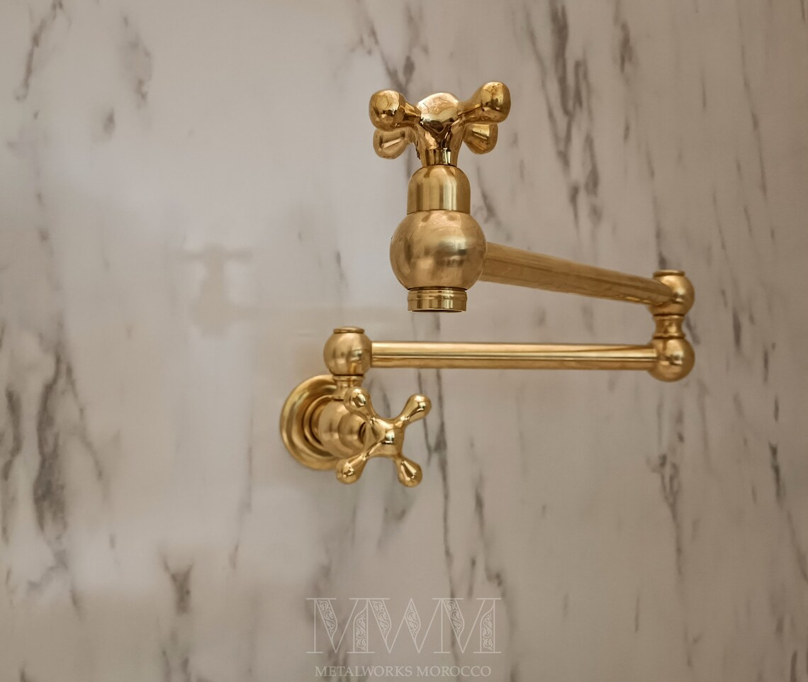 Polished Unlacquered Brass Pot Filler Tap