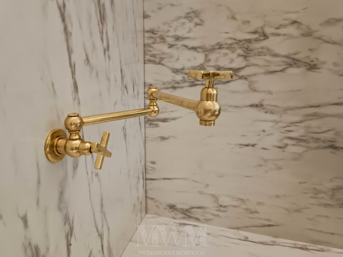 Polished Unlacquered Brass Pot Filler Tap