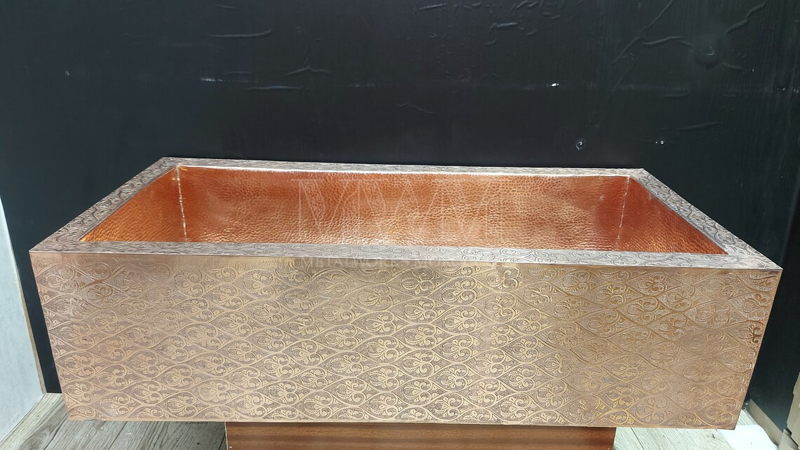 Rustic Copper Apron Front Farmhouse Sink Handmade