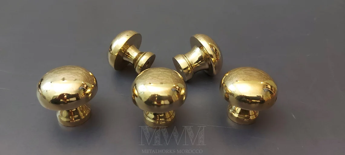 Set Of Unlacquered Brass Cabinet Knobs For Kitchen