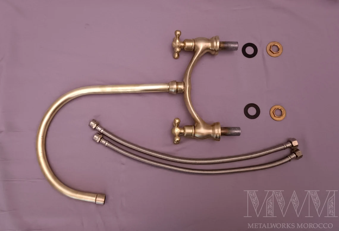Unique Brushed Brass Bridge Faucet Get Patina