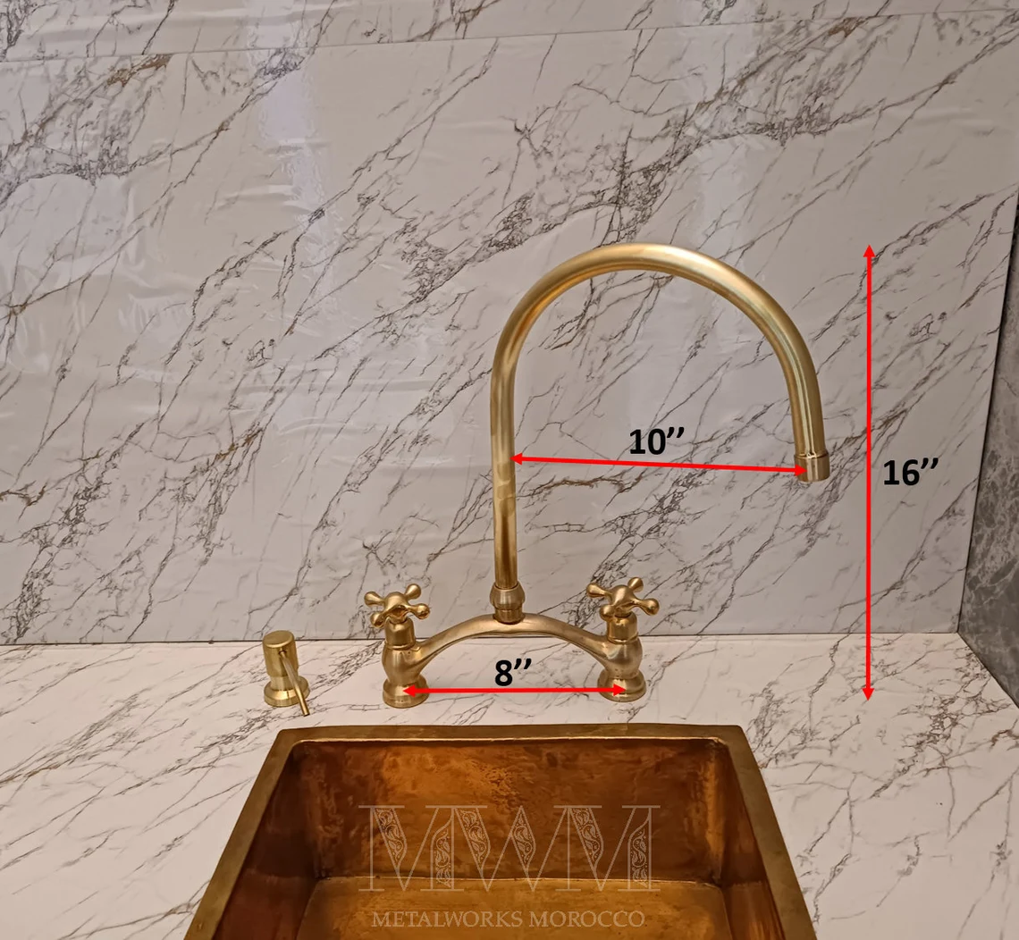 Unique Brushed Brass Bridge Faucet Get Patina
