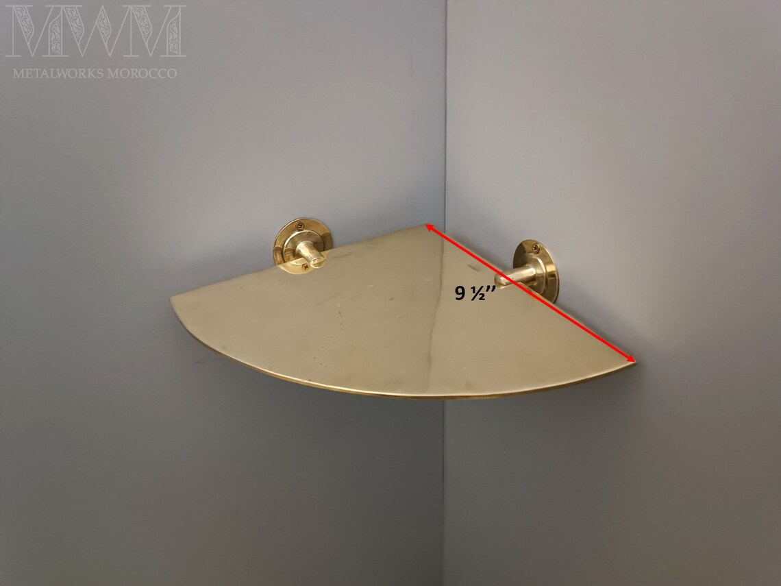 Unlacquered Brass Corner Shelf Wall Mount