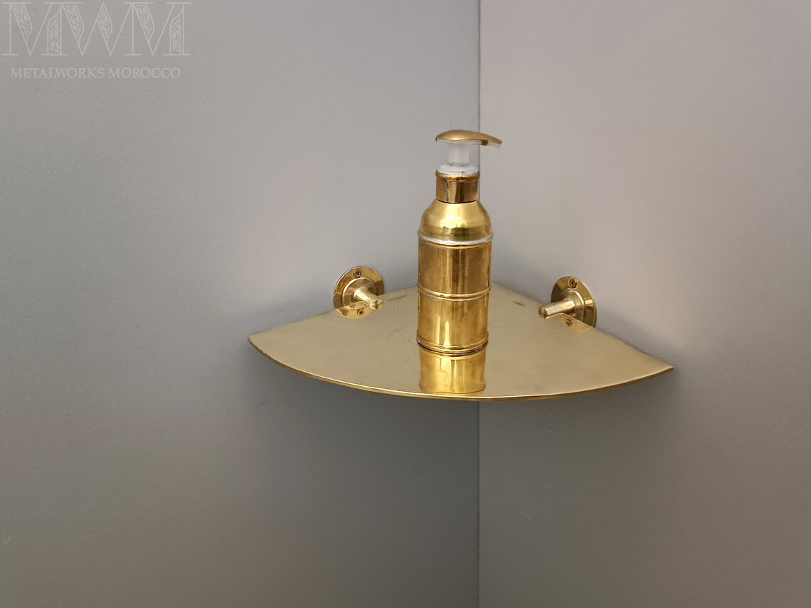 Unlacquered Brass Corner Shelf Wall Mount
