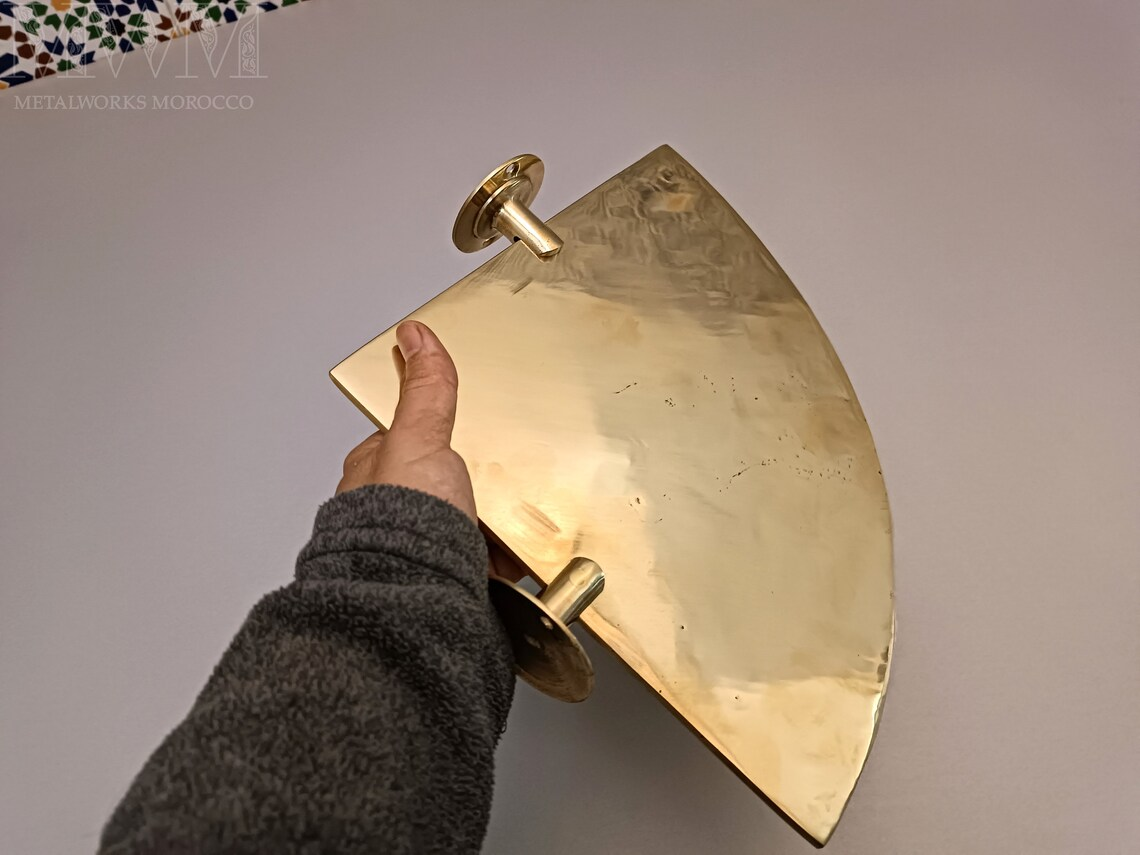 Unlacquered Brass Corner Shelf Wall Mount