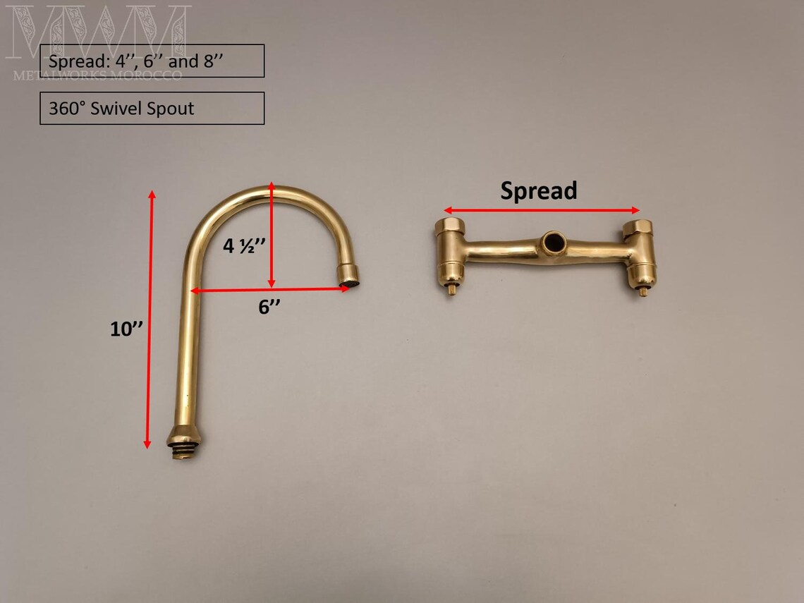 Unlacquered Brass Gooseneck Wall Mounted Kitchen Faucet