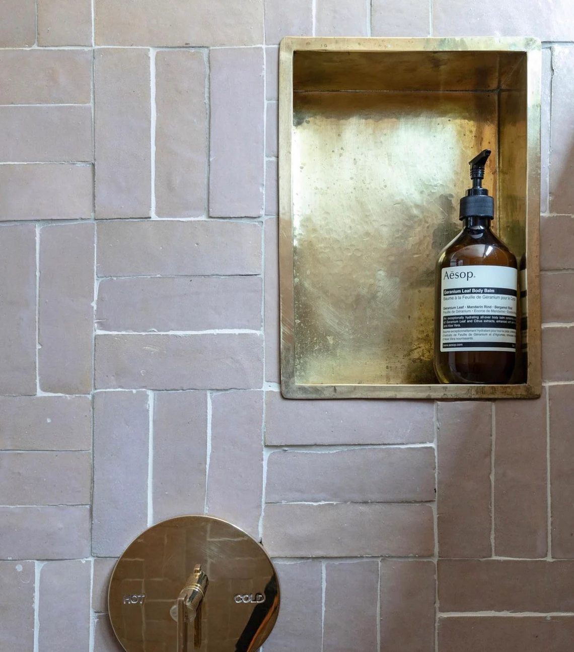 Unlacquered Brass Shower Niche Handmade
