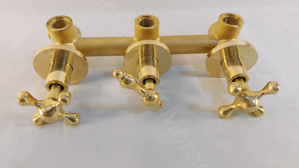 Unlacquered Brass Shower System Set With Handheld And Rain Shower