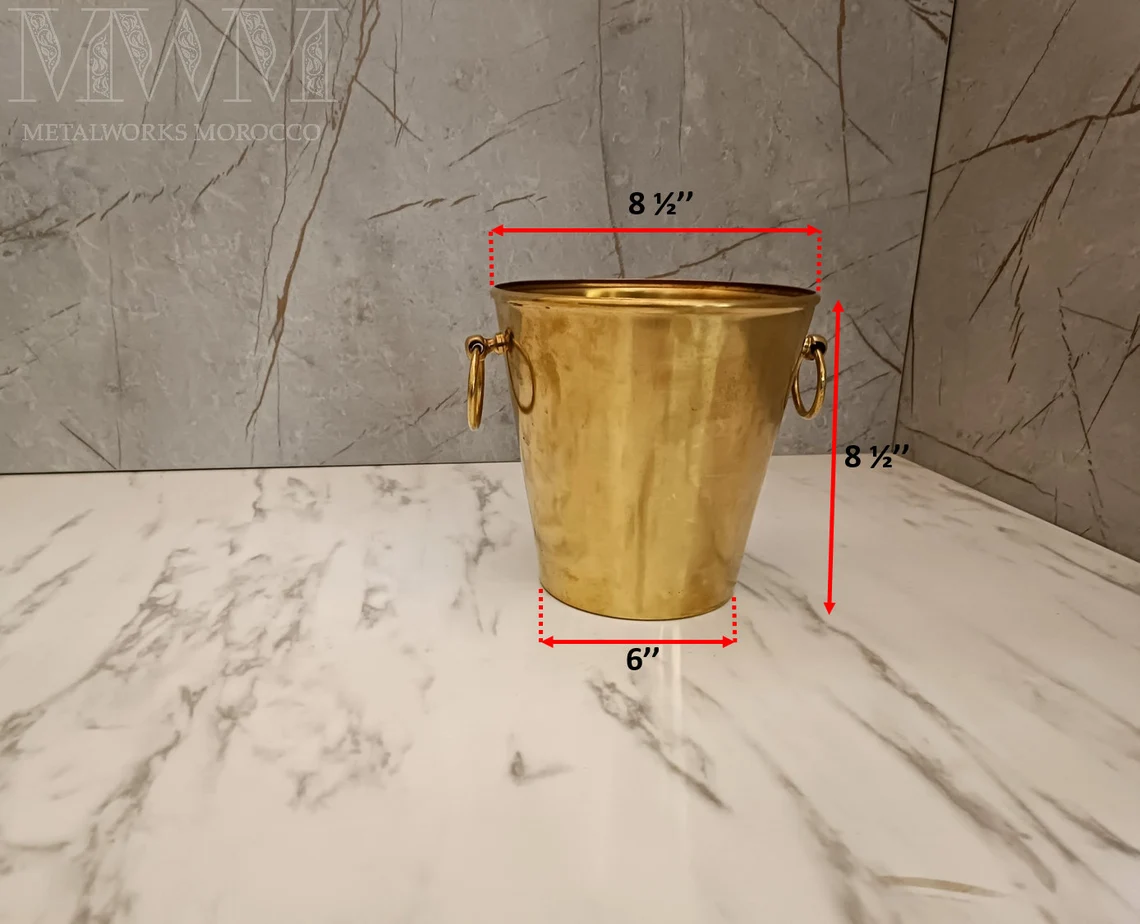 Unlacquered Brass Trash Can - Moroccan Waste Basket