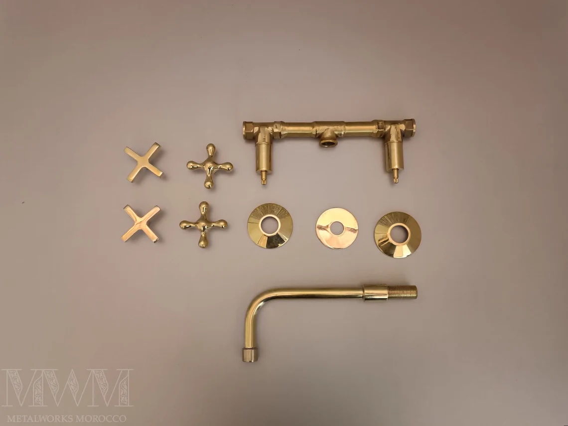 Unlacquered Brass Tub Filler Wall Mounted Bathroom Faucet