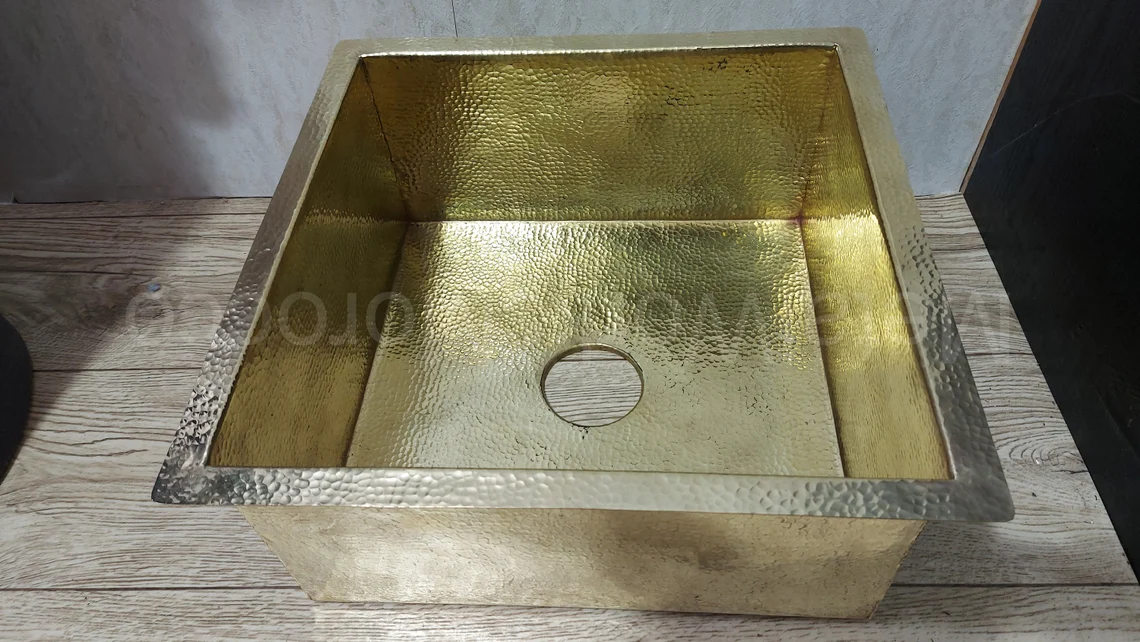 Unlacquered Brass Undermount Kitchen Sink - Handmade