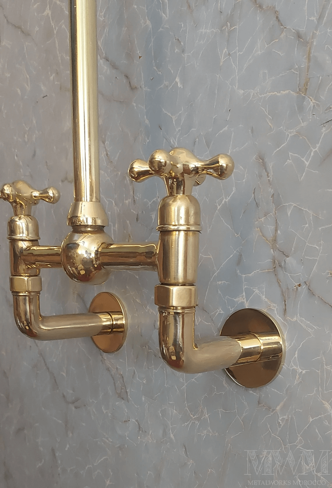 Unlacquered Brass Wall Mounted Bridge Faucet - Kitchen Sink Faucet
