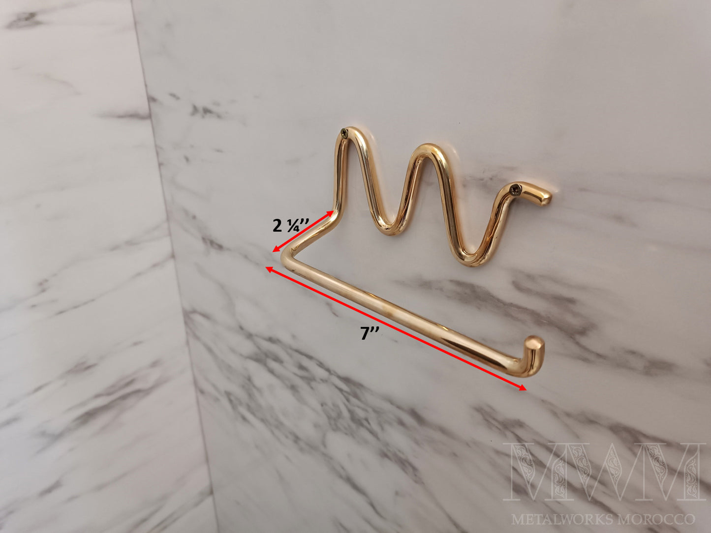Wavy Polished Brass Toilet Roll Holder Handmade