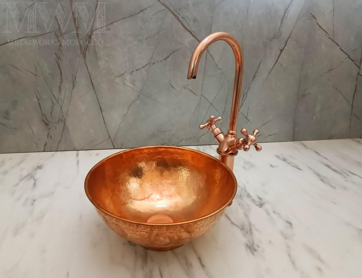 Copper Vessel Sink And Faucet Combo
