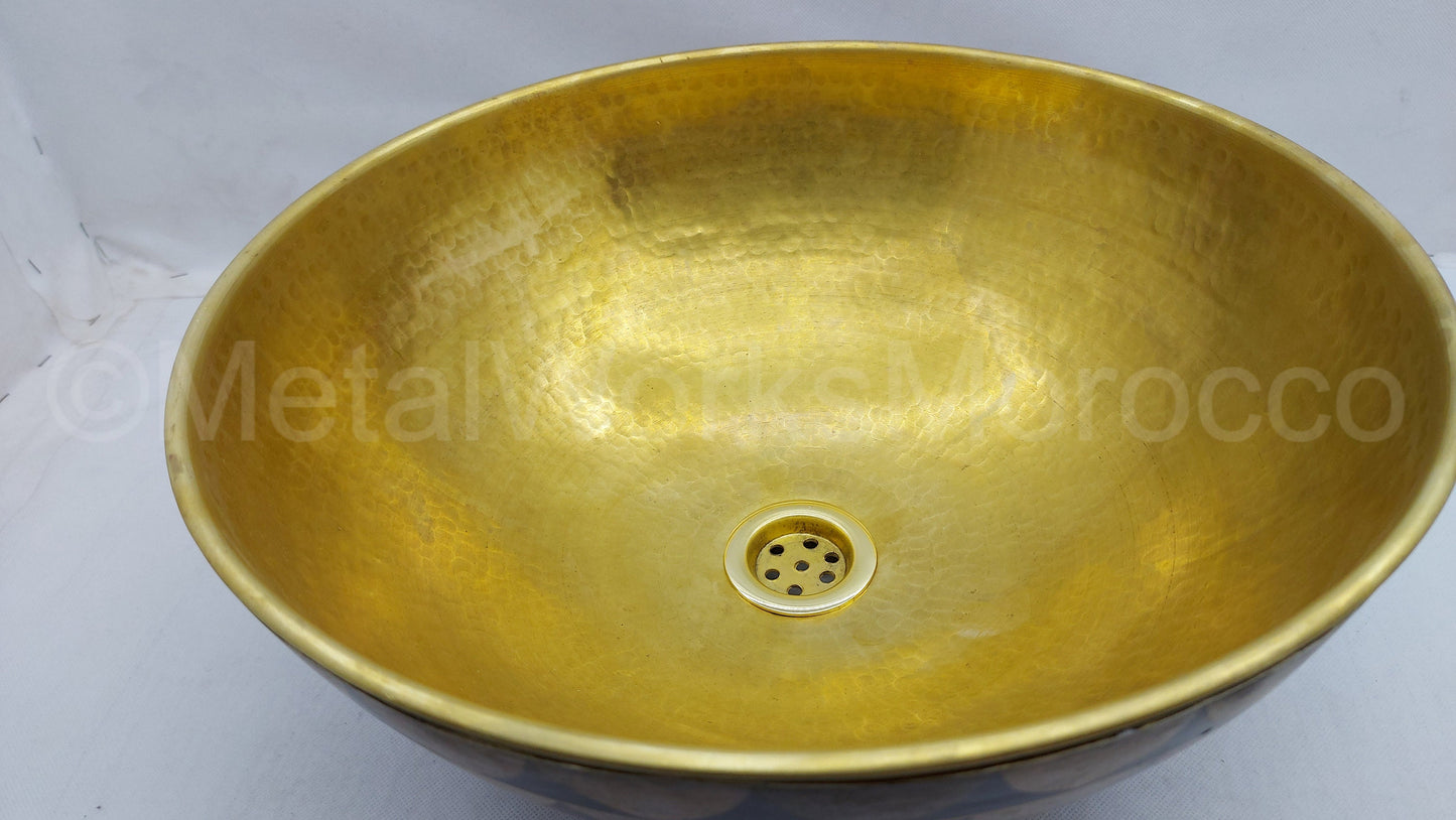 Handmade Bowl Sink Studded With Wood and Black Resin