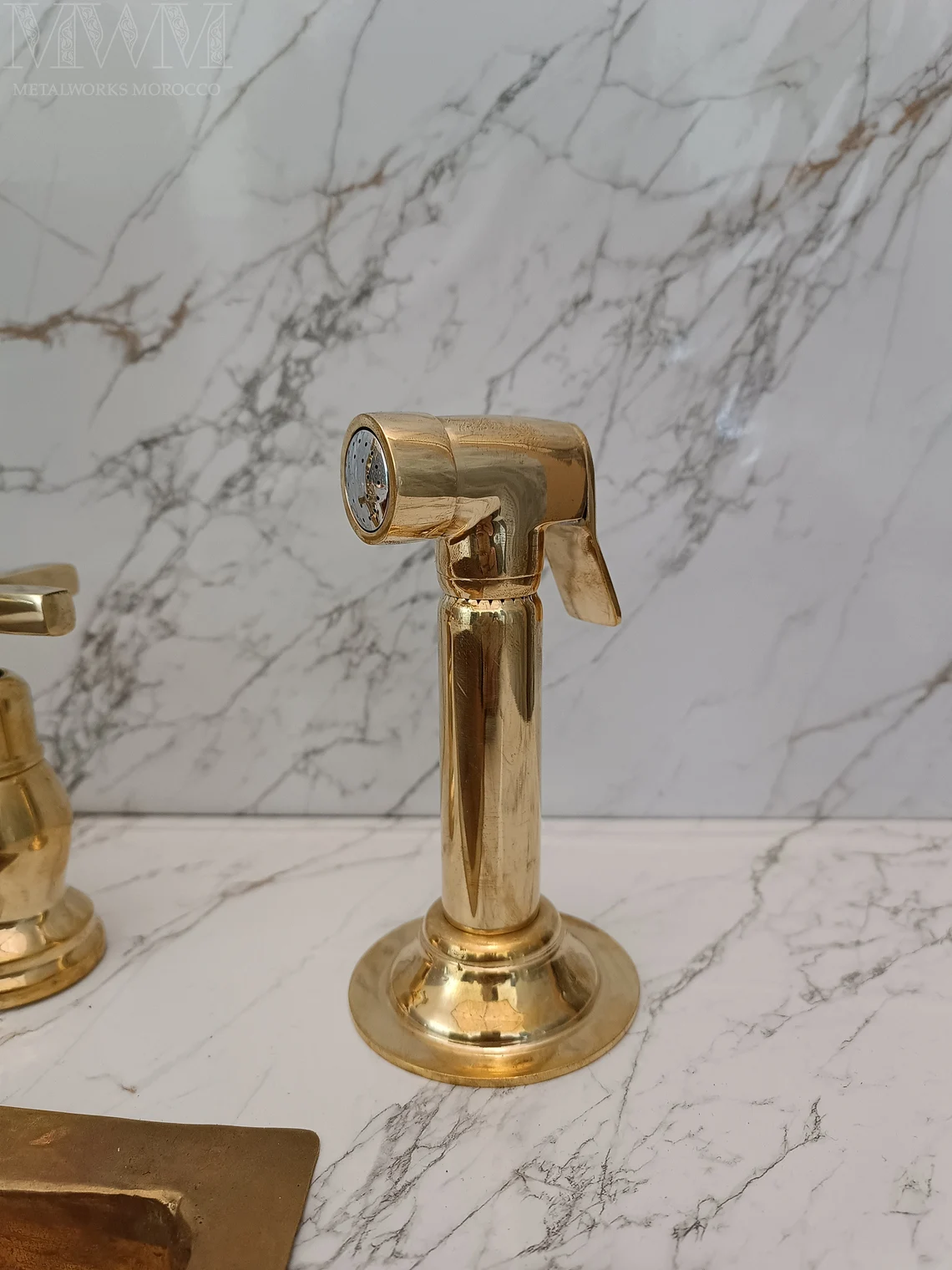 Unlacquered Brass Unique Bridge Faucet With Georgian Spout - Handmade Faucet