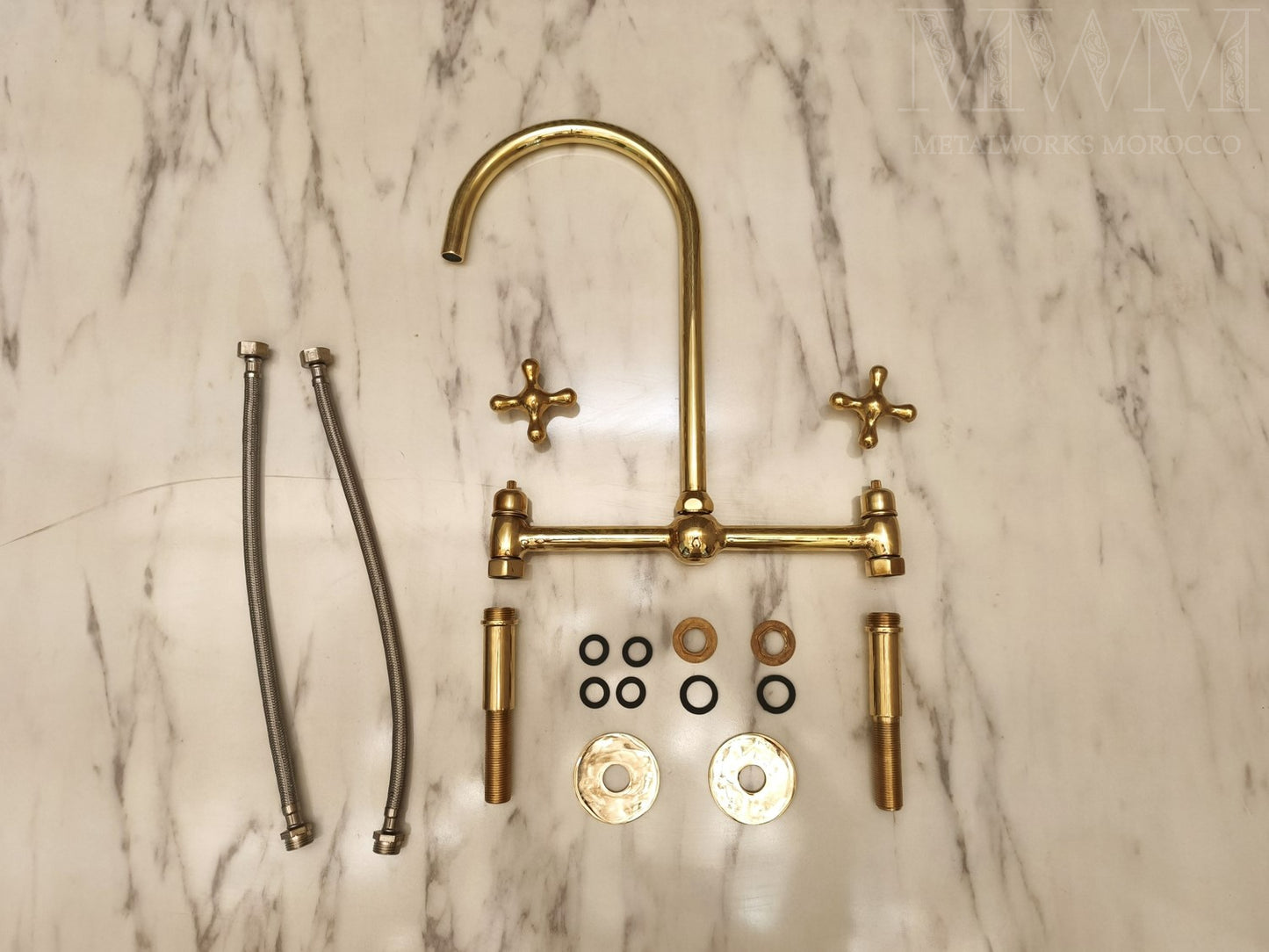 Solid Brass 12 Inch Spread Bridge Faucet