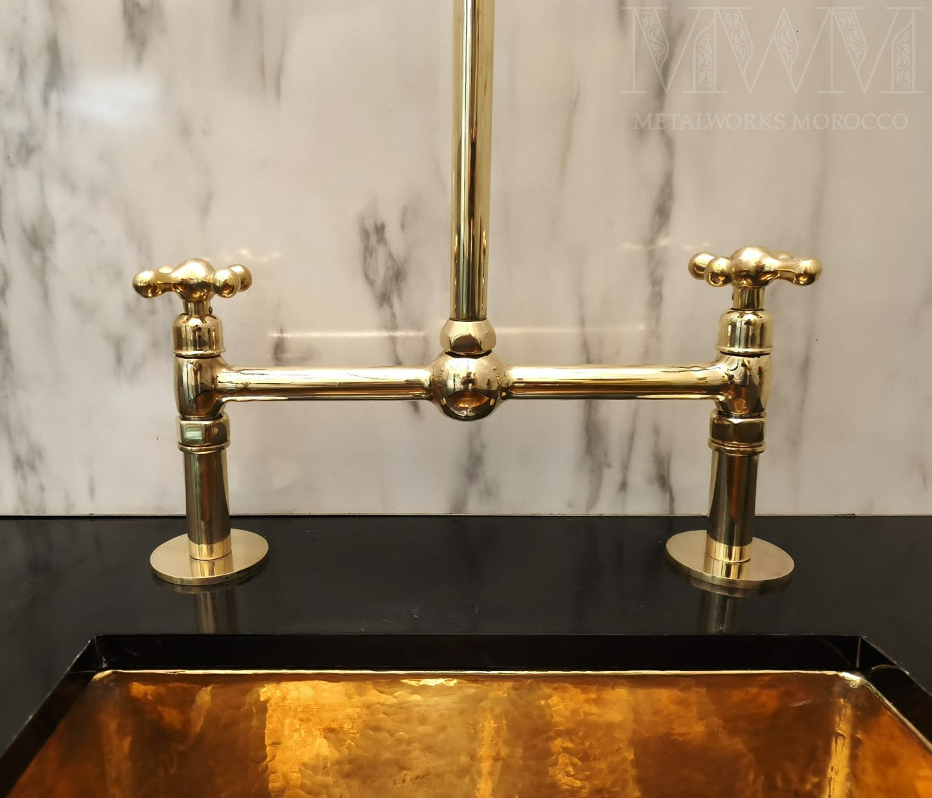 Solid Brass 12 Inch Spread Bridge Faucet