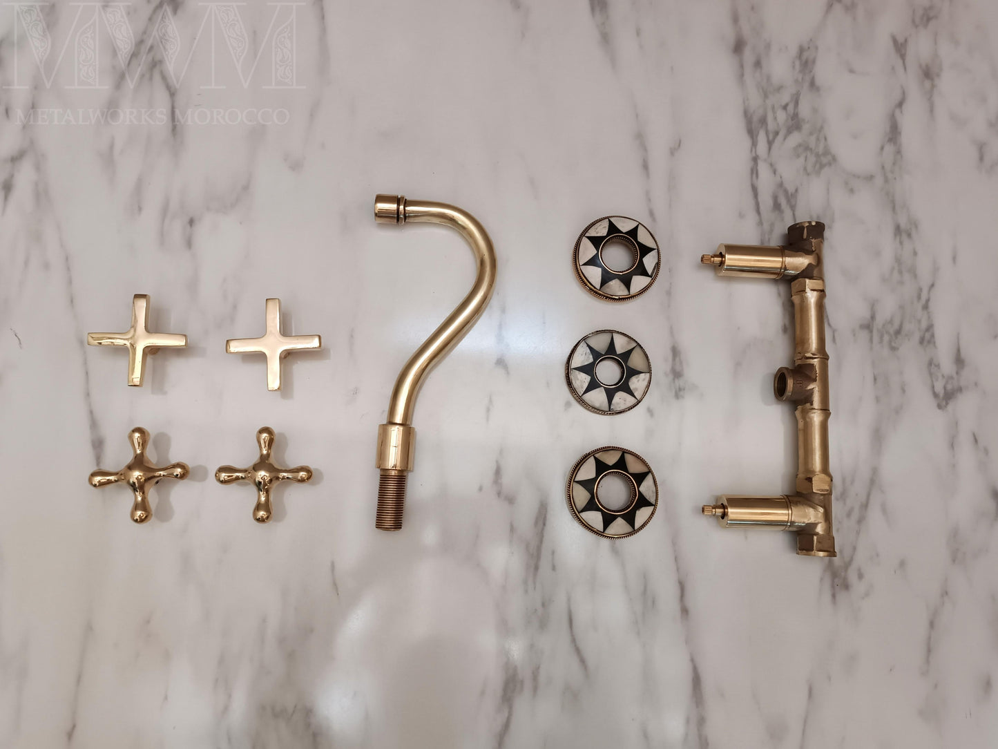 Brass Wall Mounted Basin Taps With Resin