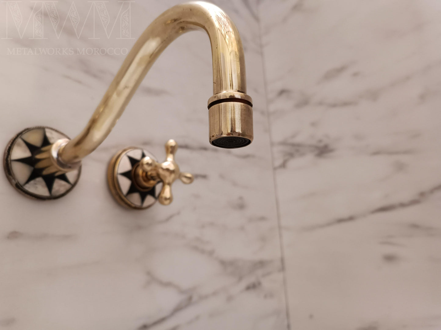 Brass Wall Mounted Basin Taps With Resin