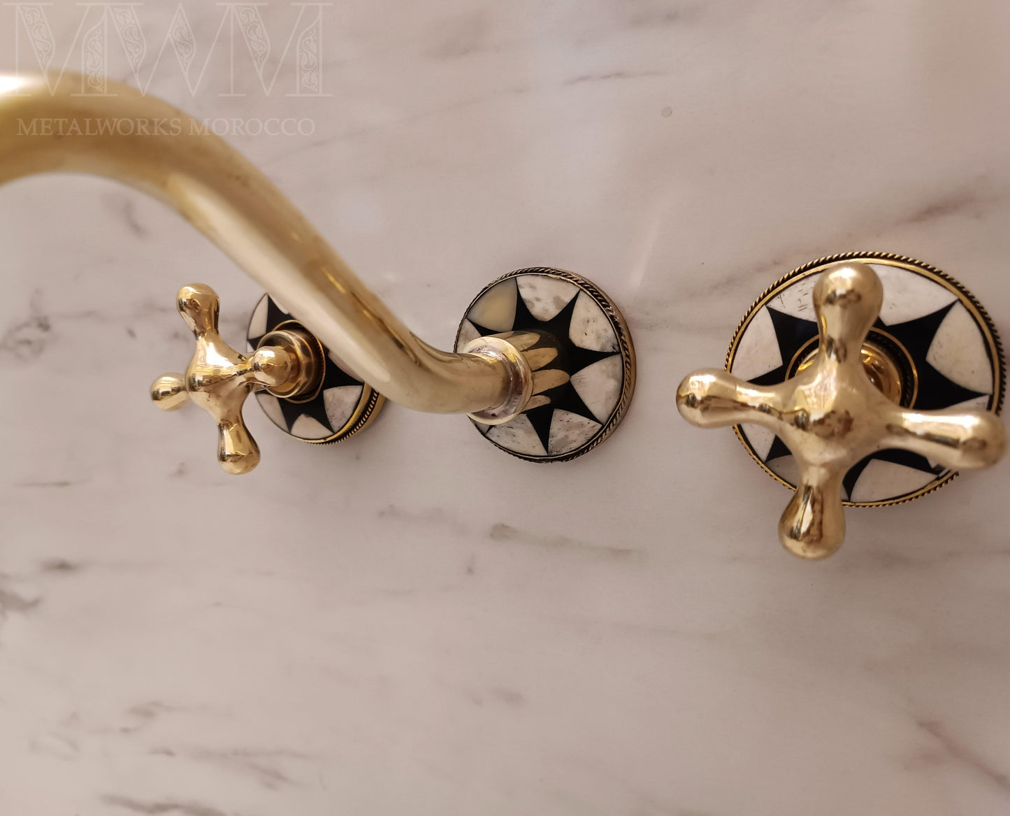 Brass Wall Mounted Basin Taps With Resin