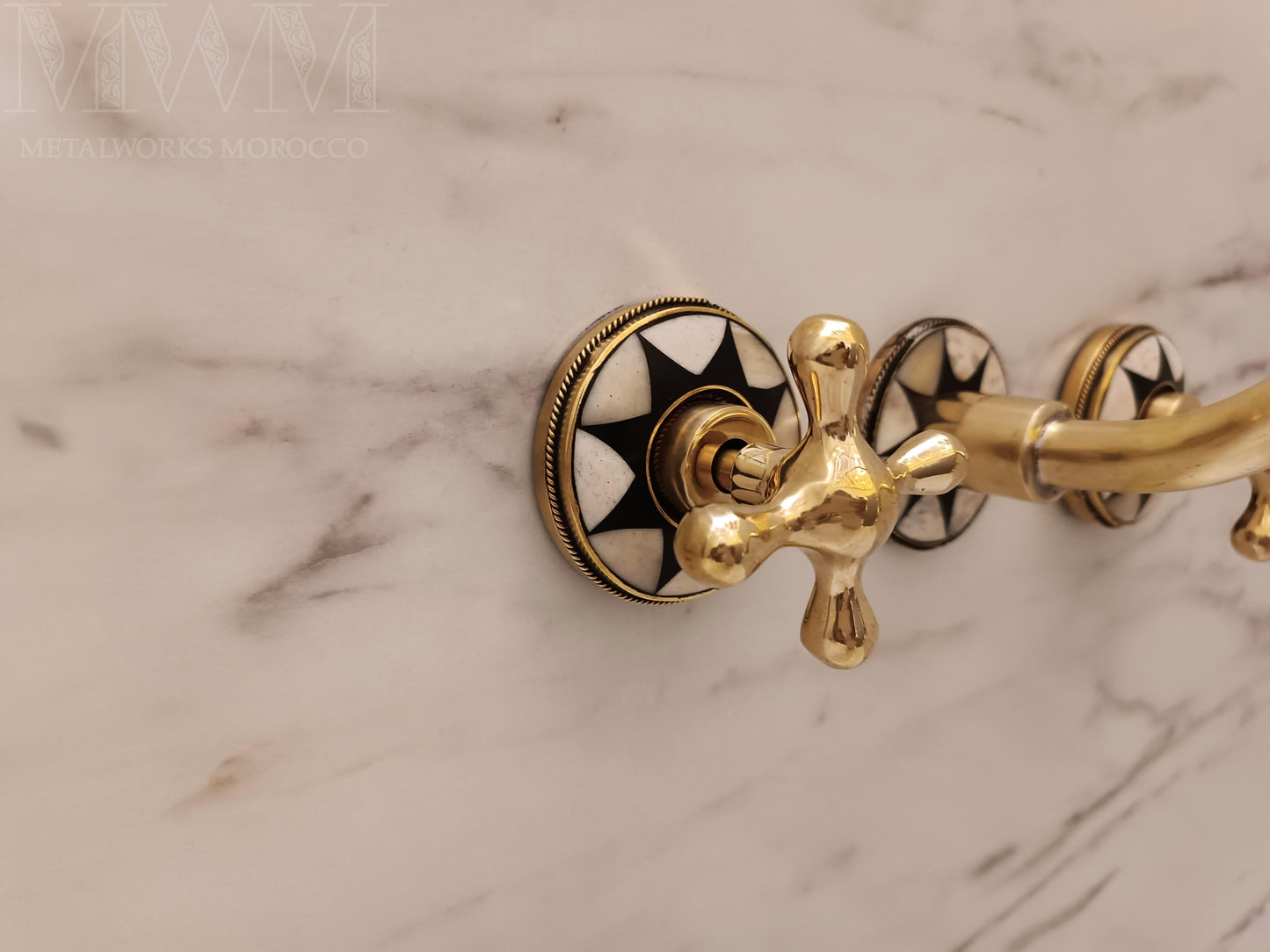 Brass Wall Mounted Basin Taps With Resin