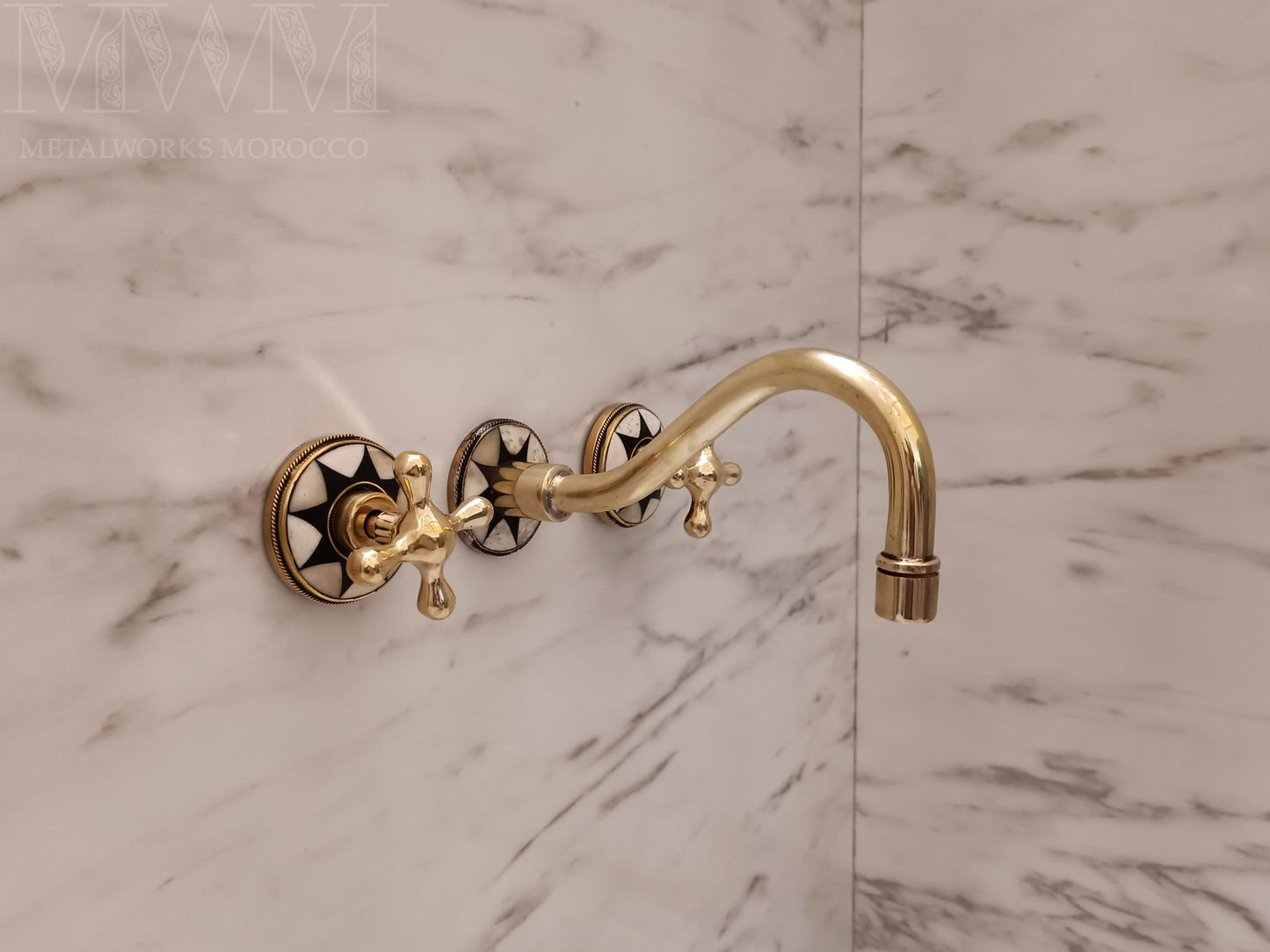 Brass Wall Mounted Basin Taps With Resin
