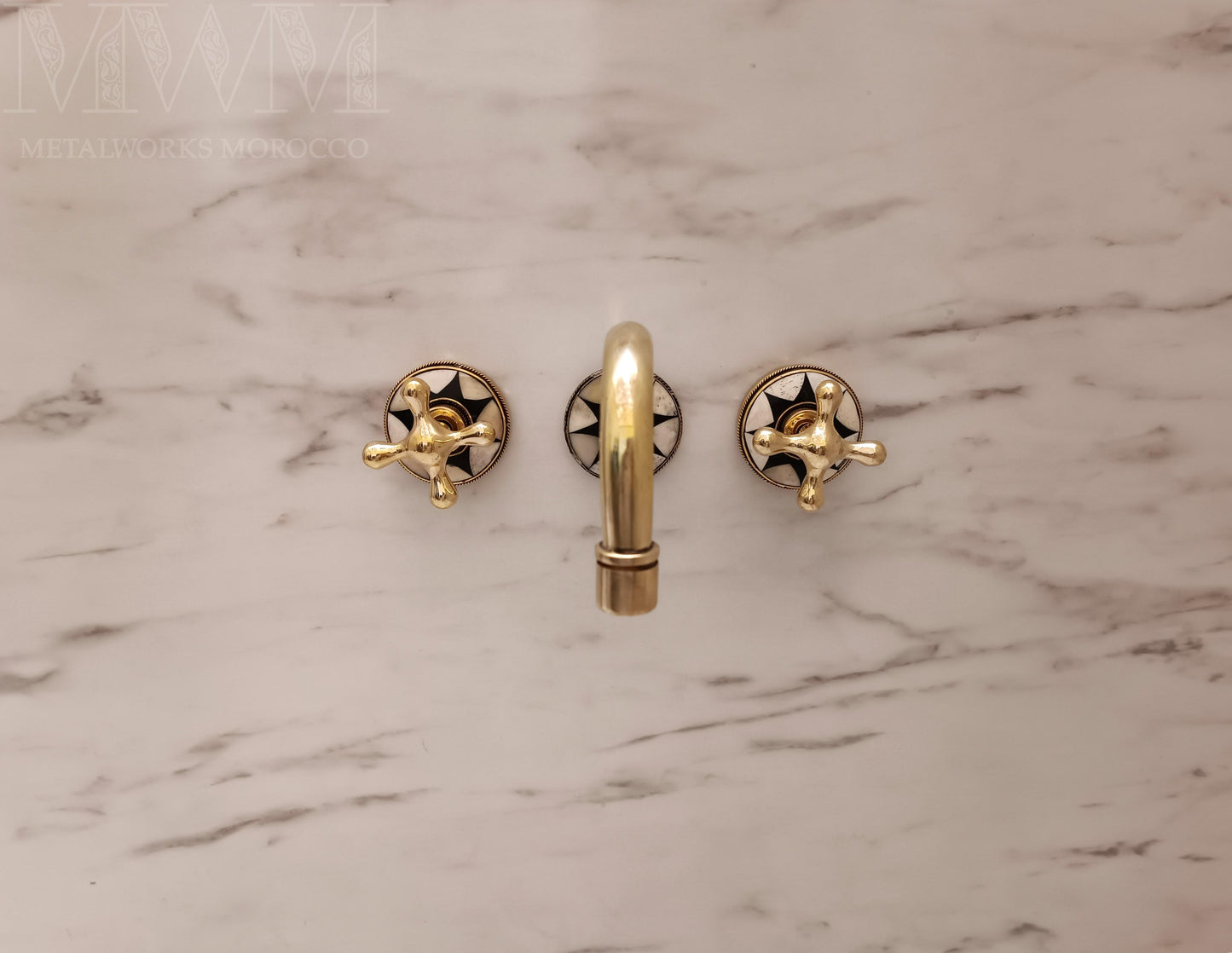 Brass Wall Mounted Basin Taps With Resin