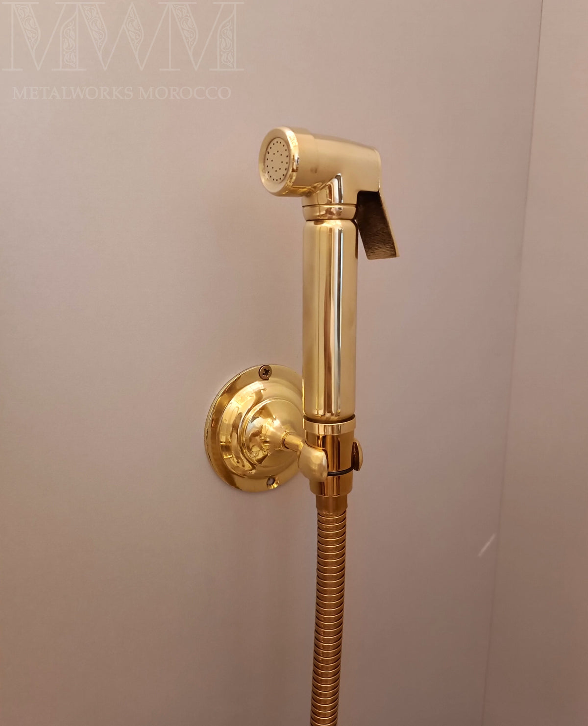 8 inch Brass Wall Mount Kitchen Faucet With Sprayer installed over kitchen sink