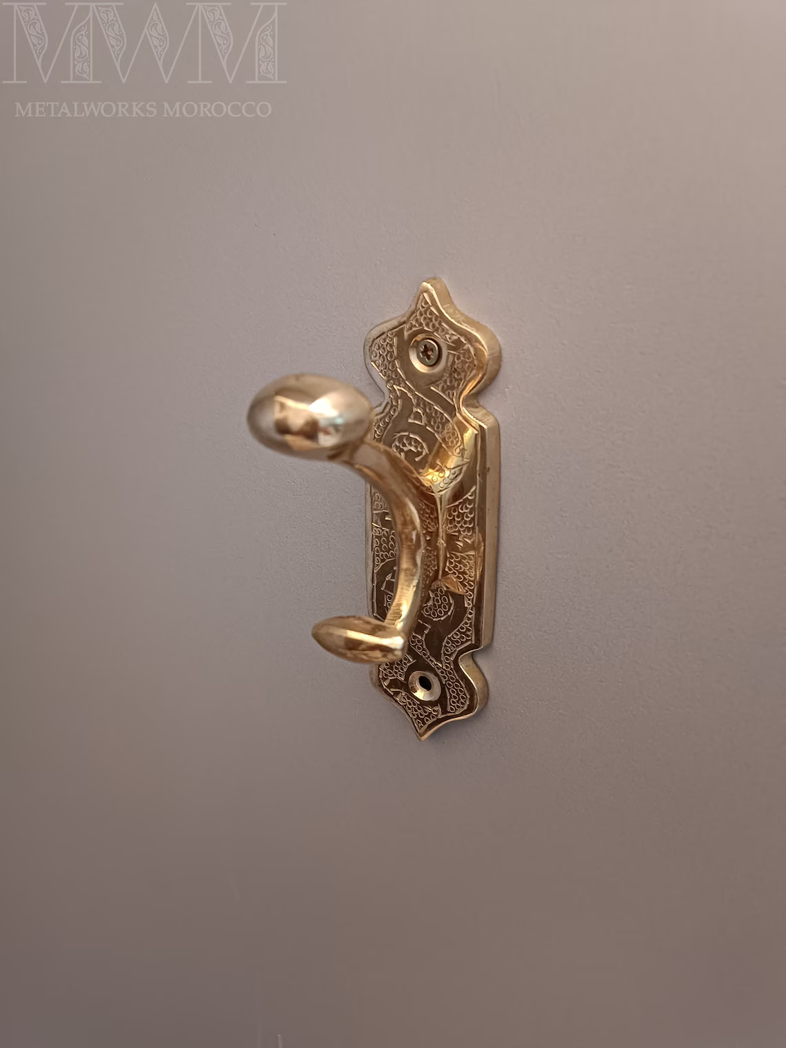 Etched Solid Brass Coat Hooks Heavy Duty - Set Of 2pcs