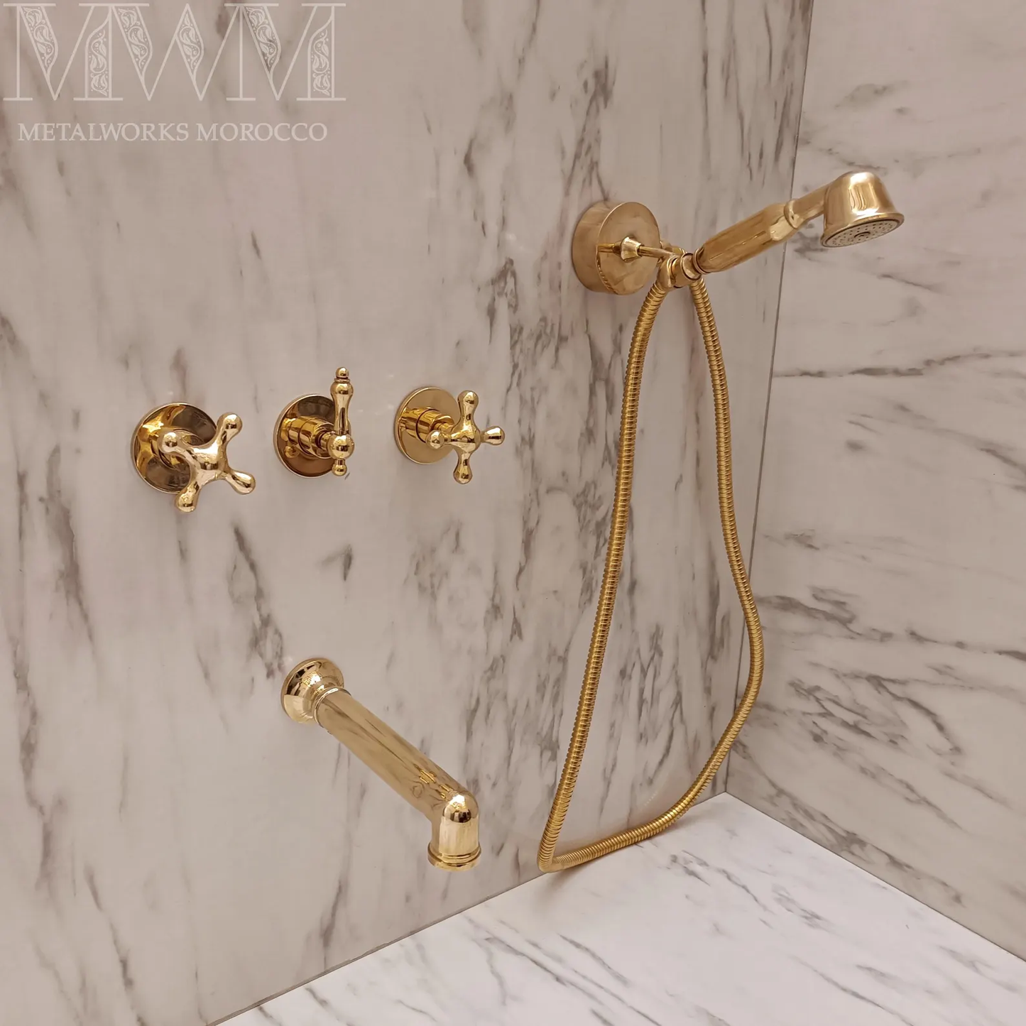 Brass Wall Mount Bathtub Faucet with Hand Shower